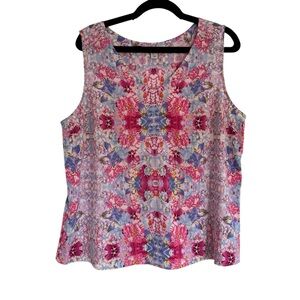 Paraphrase Blouse Women's XL Floral V-Neck Career Colorful Tank Top Shirt